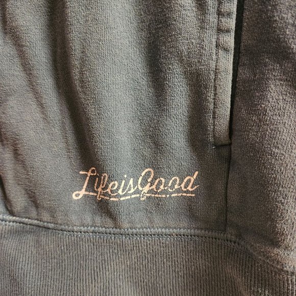 Women's Life Is Good Size M Hoodie Zip Close Blue Americana Heart Stars Stripes - Picture 5 of 7